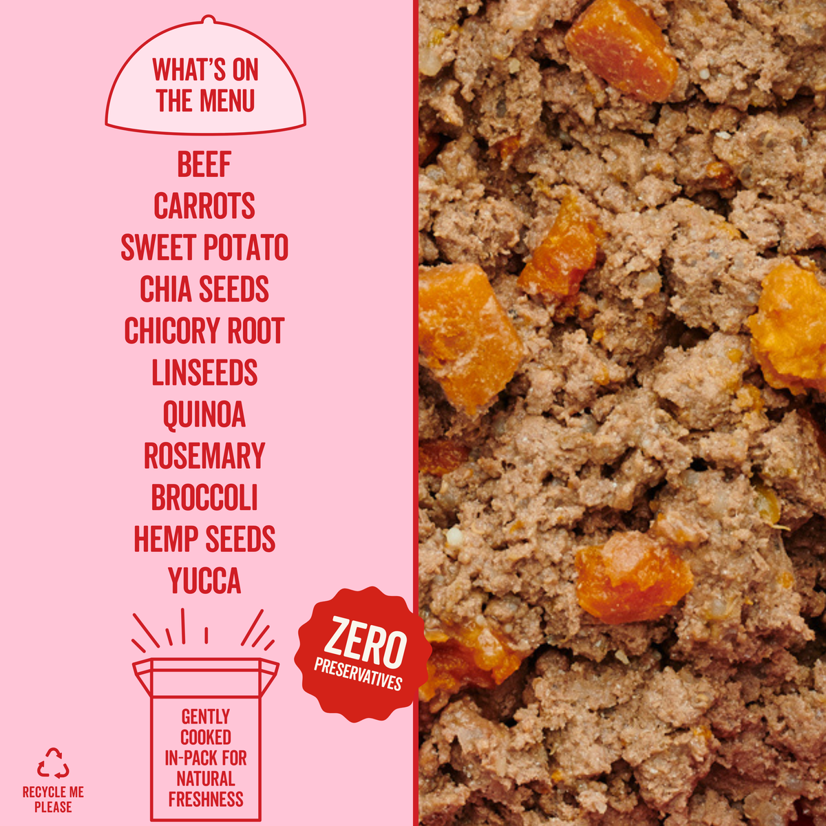 Fresh beef dog food with garden veggies by Marleybones