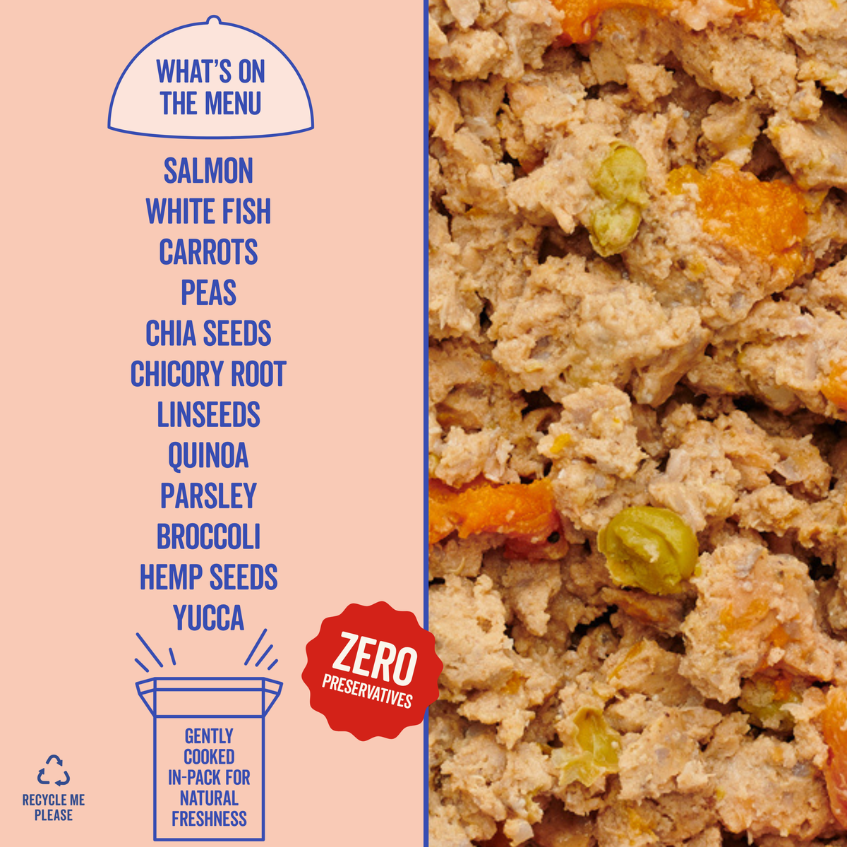 Fresh salmon dog food with garden veggies by Marleybones